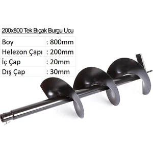 Tek Bıçak Toprak Burgu Ucu 200 x 800 mm