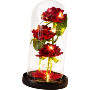 B Baosity Yapay Çiçekler Yıldönümü Parti Centerpiece Siyah Baz Petal Için Cam Dome Gül