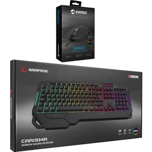 KB-R46 Carısma USB Rainbow Q Oyuncu Klavye + Sgm-L1 Lumos Siyah 6400DPI Rgb Makrolu Oyuncu Mouse