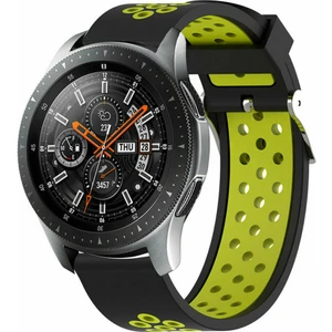 Samsung Galaxy Watch 46MM SM-R800 Kordon Kayış Renkli Silikon Spor Kayışı Yumuşak Siyah - Sarı