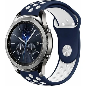 Huawei Watch Gt 2 Classic 46 mm Kordon Kayış Renkli Silikon Spor Kayışı Yumuşak Lacivert - Beyaz