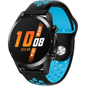 Huawei Watch Gt 2 Classic 46 mm Kordon Kayış Renkli Silikon Spor Kayışı Yumuşak Siyah - Mavi