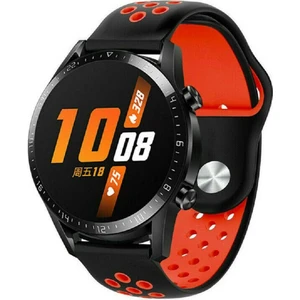 Huawei Watch Gt 2 Classic 46 mm Kordon Kayış Renkli Silikon Spor Kayışı Yumuşak Siyah - Turuncu
