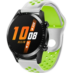 Huawei Watch Gt 2 Classic 46 mm Kordon Kayış Renkli Silikon Spor Kayışı Yumuşak Yeşil - Gri