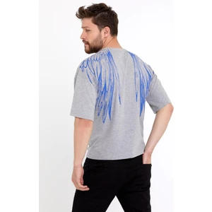 Polo State Erkek Oversize Baskılı T-Shirt Gri