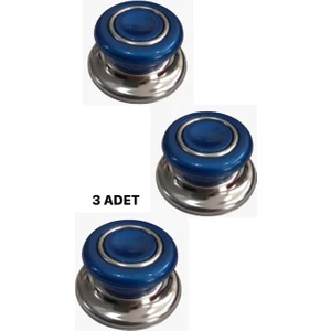 Doğuş Mutfak 3 Adet Lacivert Tüm Tencere Tava Kapaklarına Uygun Bagalit Tepe Cam Tencere Kapağı Kulpu