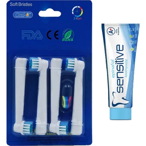 4’lü Oral-B Uyumlu Dış Fırçası Yedek Başlığı Sensitive 90GR Diş Macunu