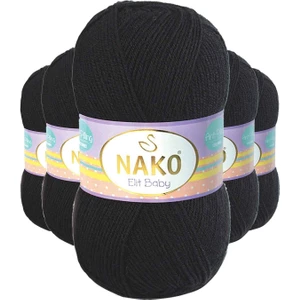 5 Adet Elite Baby El Örgü Ipi Tüylenmeyen Bebek Yünü Siyah 217