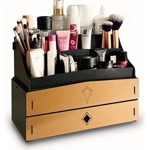 Otto Bella Large 2 Katlı 2 Çekmeceli Ahşap Makyaj Takı Banyo Kozmetik Düzenleyici Organizer