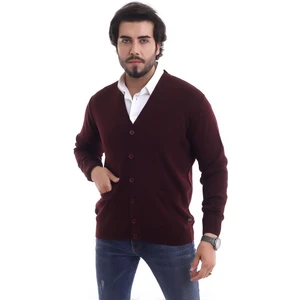 Soylu Triko Hırka Düz Bordo (2801)