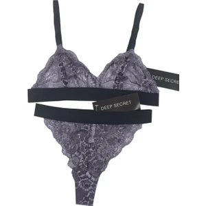 Gri Full Dantel Bralet Takım Ds20095brt