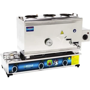 60 Lık Doğalgazlı + Elektrikli 40 Litre 3 Demlikli Çay Kazanı Ocağı