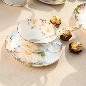 Ingiliz Kemik Çin Kahve Fincanı Set  Çay Çay Seti Yaratıcı Seramik Basit Ev Siyah Çay Bardağı  (Yurt Dışından)
