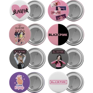 Black Pink Çanta Rozeti Seti 8 Adet En Büyük Boy 5.8cm Iğneli Broş