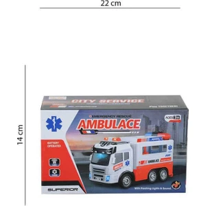 C Toys Işıklı Sesli ve Pilli Dönen Ambulans Kamyon