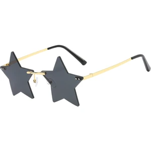 Yıldız Şekli Güneş Gözlüğü Düzensiz Kişilik Alışveriş Gözlük Renkli Siyah Gri