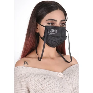 Gümüş Iyonlu Boyundan Askılı Yıkanabilir Taşlı Maske K-2