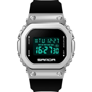 Sanda 9006 LED Dijital Ekran Kare Arama Spor Erkekler ve Kadınlar Için Elektronik Saat (Haki) (Yurt Dışından)
