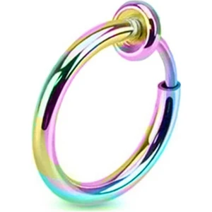 The Collection Unisex Renkli Cerrahi Çelik Deliksiz Sıkıştırmalı Fake Piercing Tragus Helix Küpe