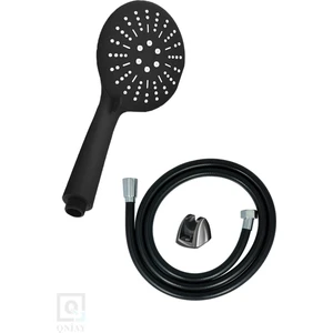 Siyah Papatya Duş Başlığı (Siyah) Pvc Duş Hortumu Duş Takımı Duş Seti