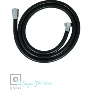 Pvc Kaplama Spiral Duş Hortumu (Siyah) Kırılmaz Kopmaz Banyo Duş Hortumu