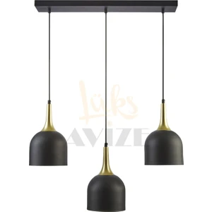 Fer Avize  Reina Modern Tasarım Metal Başlık Sarkıt Sıralı 3 Lü Avize