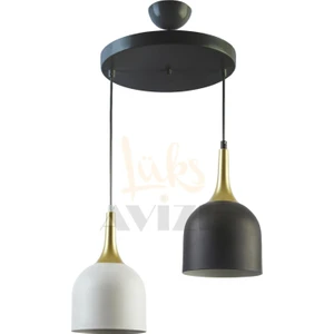 Fer Avize  Reina Modern Tasarım Metal Başlık Sarkıt 2 Li Avize