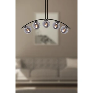 Fer Avize  Le-Man Modern Tasarım Siyah Kasa Füme Kapalı Camlı 5’i Avize