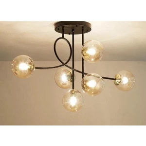 Fer Avize  Jade Özel Tasarım Modern Spor Siyah Balcam Glop Camlı 6’lı Avize