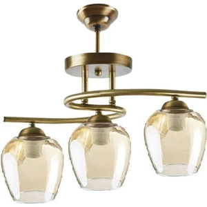 Fer Avize  Fuji Eskitme Kasa Bal Camlı Üçlü Avize