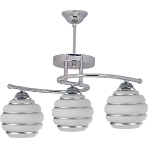 Fer Avize  Fuji 2046 Camlı Modern Krom Kasa Gümüş Desenli 3 Lü Avize
