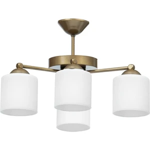 Fer Avize  Topaç Modern Eskitme Kasa Beyaz Boru Camlı Dörtlü Avize