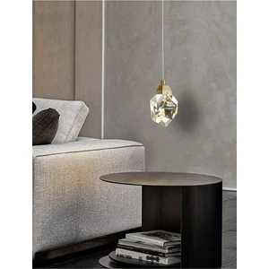 Modern Luxury Kristalize Cam Tekli Sarkıt LED Avize Gold Sarı