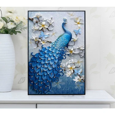 Kalavika 5d Elmas Boyama Tavuskuşu Diamond Painting Kit Mozaik Tuval Kendin Yap Hobi Seti Kanvas