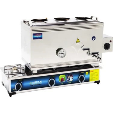 Mizan 60 Lık Doğalgazlı + Elektrikli 40 Litre 3 Demlikli Çay Kazanı