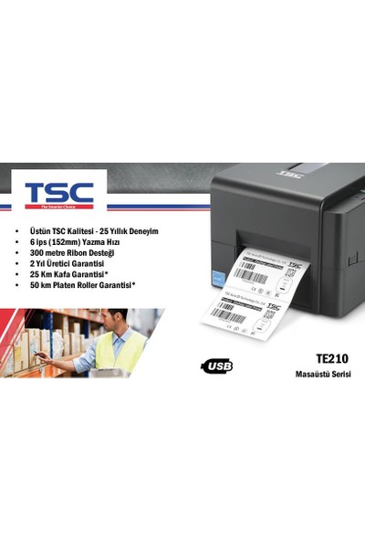 Tsc TE200 Termal Transfer Barkod Etiket Yazıcı