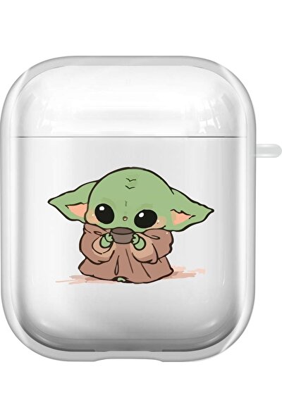 Bilişim Aksesuar Baby Yoda Desenli Şeffaf 1. ve 2. Nesil AirPods Kılıfı