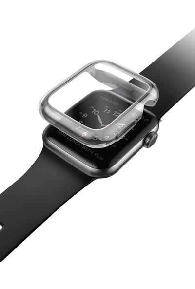 Unıq Garde Hybrid Apple Watch Uyumlu Series 4 Case With Screen Protectıon (44MM) - Smoked(Tinted Grey)