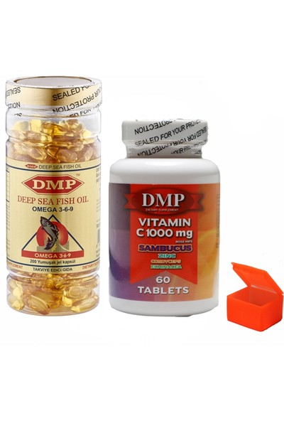 Violight Dmp Omega 3-6-9 Balık Yağı 200 Softgel - Dmp Vitamin C Sambucus 60 Tablet + Hap Kutusu