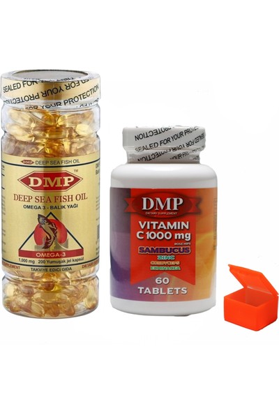 Violight Dmp Omega 3 Balık Yağı 200 Softgel - Dmp Vitamin C Sambucus 60 Tablet + Hap Kutusu