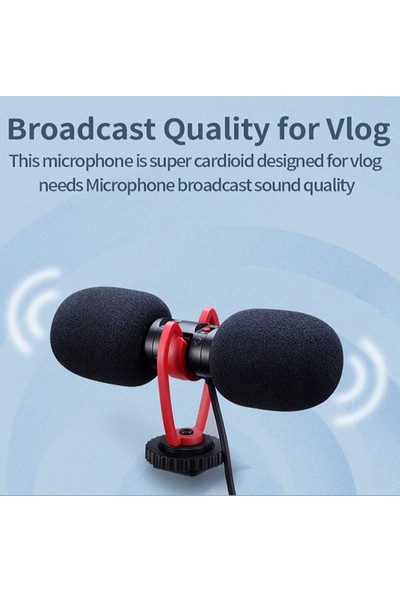 Sairen Sarıen T-Mıc Dslr Kameralar Için Çift Kafa Stereo Vlog Mikrofonu (Yurt Dışından)