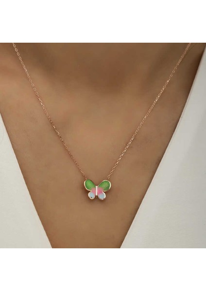Gümüş Minimal Kelebek Kadın Kolye modelleri