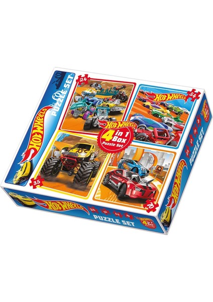 Hot Wheels 1895 Dıytoy 4ü1 Arada Puzzle Set - Hot Wheels / 24+35+54+70 Parça Puzzle