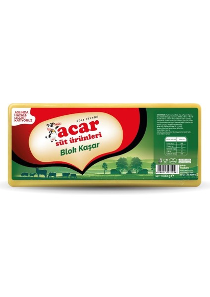 Acar Süt Blok Kaşar - 1 kg.