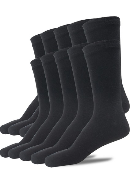 Meguca Socks Unisex Siyah Klasik Pamuklu Soket Çorap 10 Çift