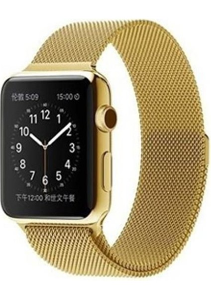 Apple Watch Uyumlu Seri 7 41 mm Çelik Kayış Hasır Örme Kordon Milano