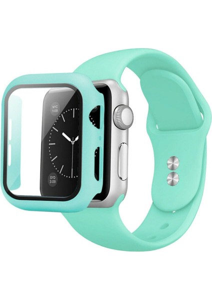 Apple Watch Uyumlu 38 mm Kordon Kayış 360 Komple Çerçeve Korumalı 2 In 1 Silikon