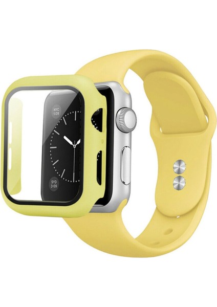 Apple Watch Uyumlu 40 mm Kordon Kayış 360 Komple Çerçeve Korumalı 2 In 1 Silikon