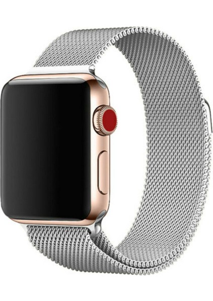 Apple Watch Uyumlu Seri 7 41 mm Çelik Kayış Hasır Örme Kordon Milano