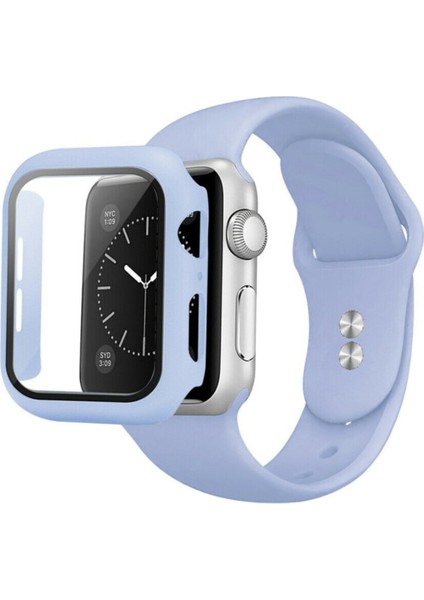Apple Watch Uyumlu Seri 7 45 mm Kordon Kayış 360 Komple Çerçeve Korumalı 2 In 1 Silikon